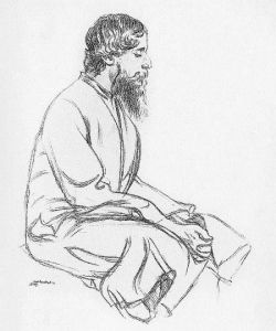Tagore, a sketch by Rothenstein flip