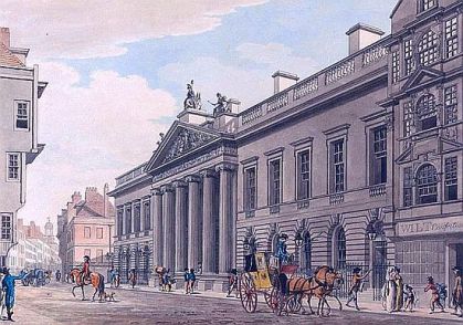 East India House London painted by Thomas Malton in c.1800